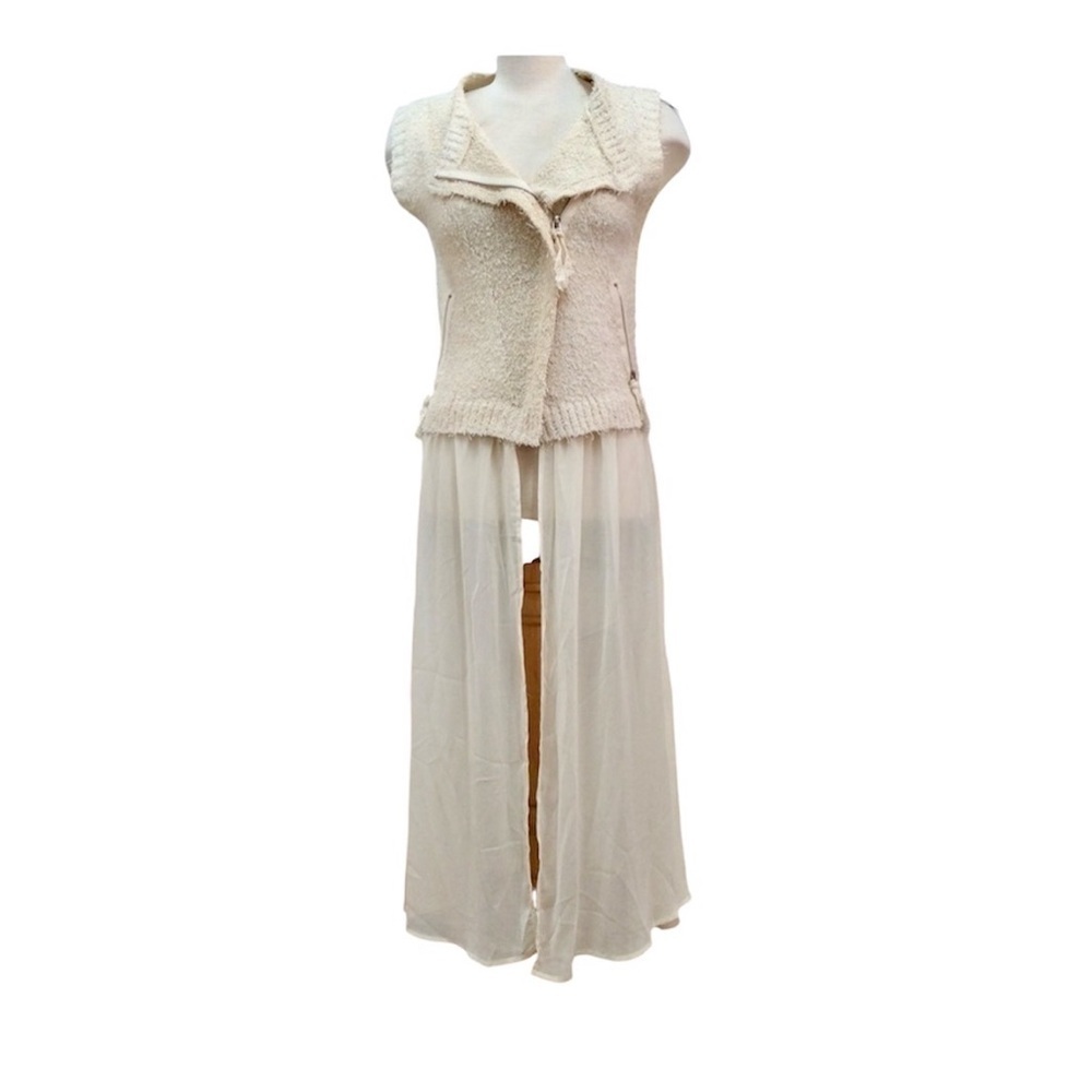 Beautiful maxi length Sleeveless sweater vest cover up.